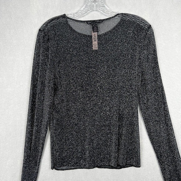 NWT Victoria's Secret Top XS Black Shimmery Sheer Long Sleeve Y2K Shirt - Picture 11 of 11